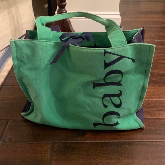 kate spade Handbags - Kate Spade ♠️ BABY tote in green and navy blue cotton canvas EUC